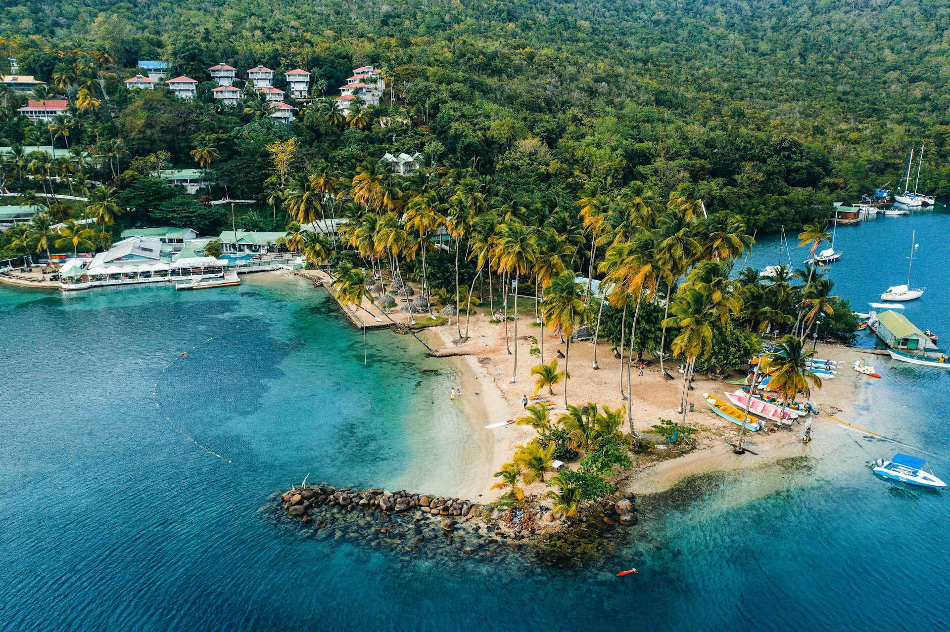 Beautiful St. Lucia beach with crystal clear water